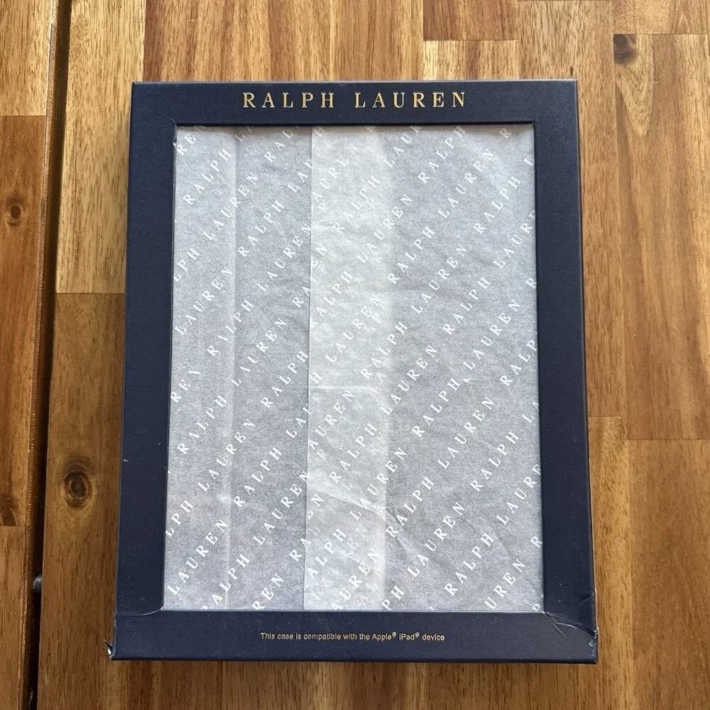 Polo Ralph Lauren Leather Blue‎ Case For Ipad Or Tablet Media Case Embossed NWT